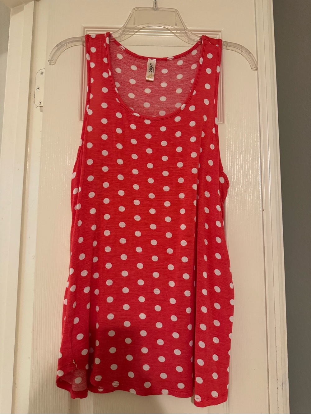 Polka Dot Rayon Sleeveless Tank Top - Coral